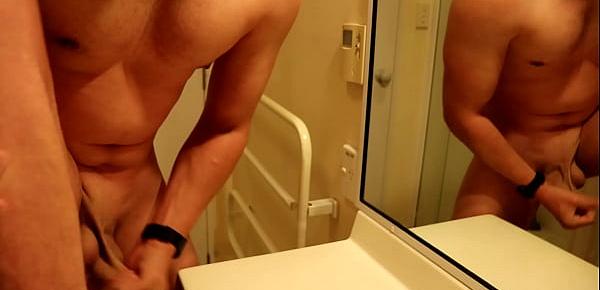  HOT GUY WITH BIG THICK COCK SHOOTS HIS CUM LOAD ALL OVER BATHROOM SINK! HD SOLO MALE ORGASM VIDEO!